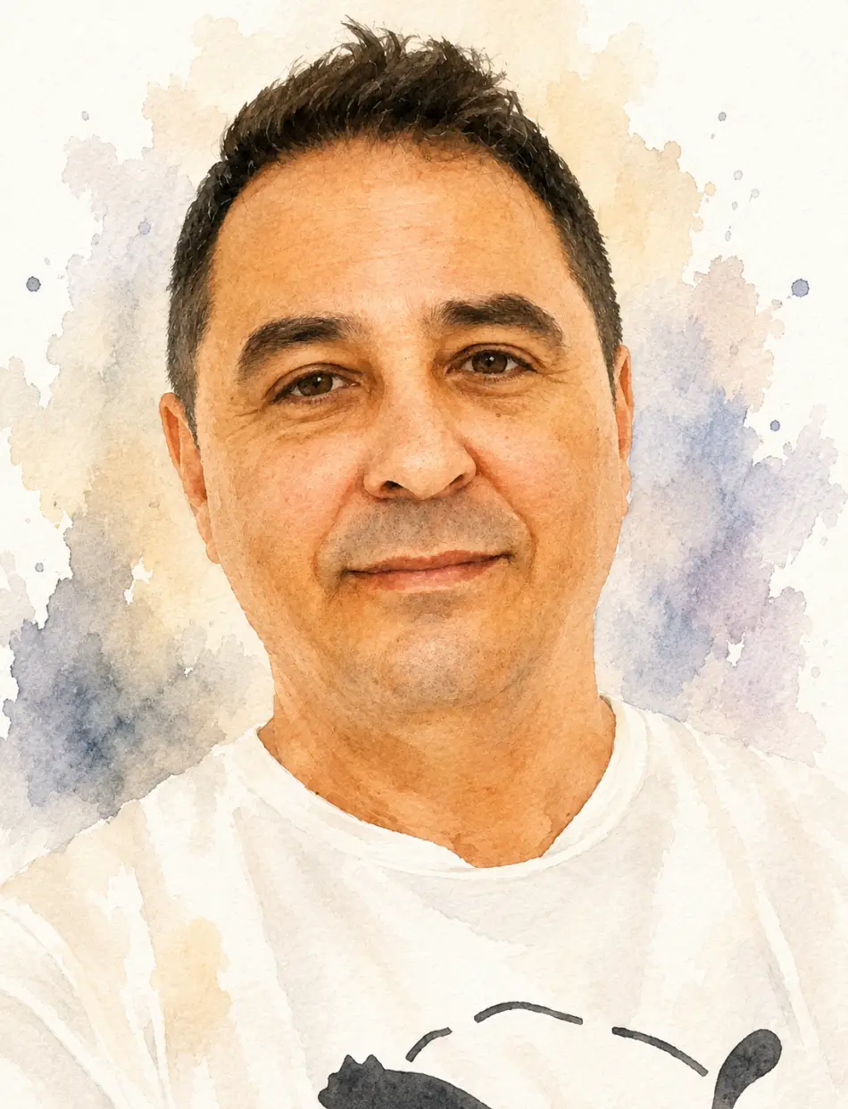 Retrato en acuarela de Alberto.