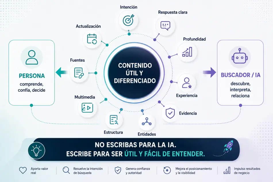 Elementos de un contenido optimizado para SEO y buscadores con inteligencia artificial