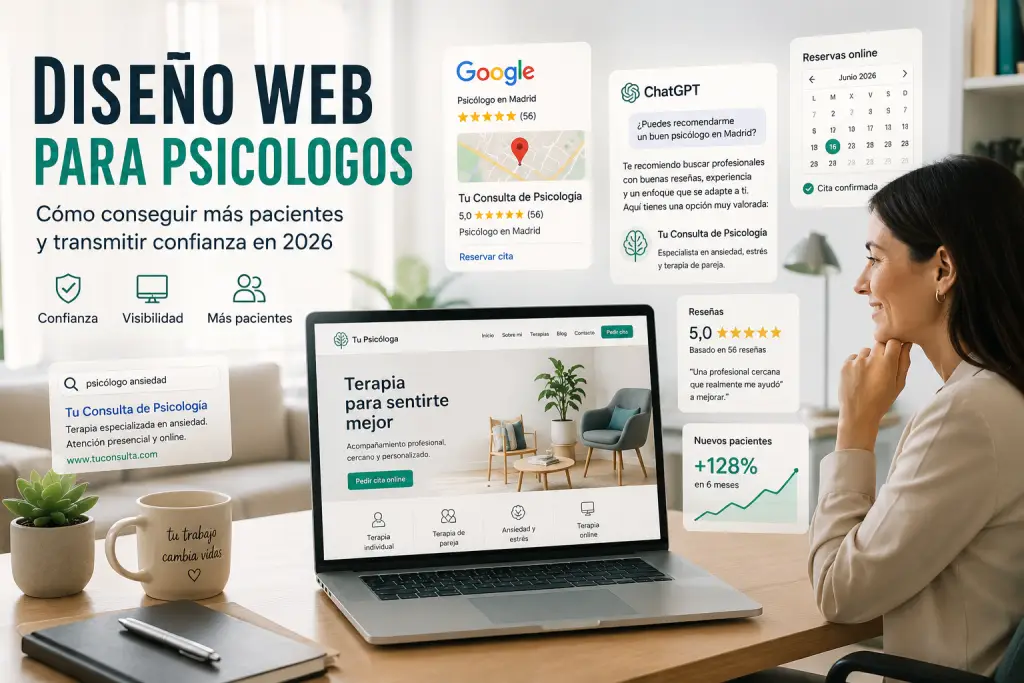 Diseño web para psicólogos orientado a captar pacientes, generar confianza y mejorar la visibilidad en Google y ChatGPT