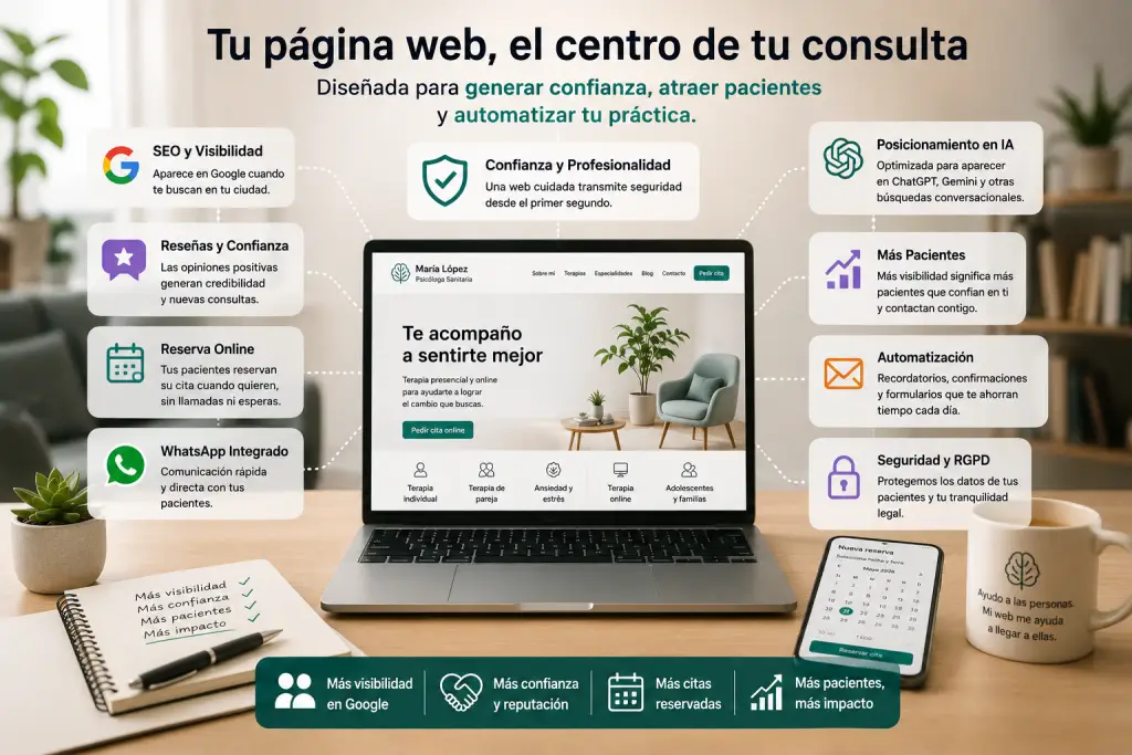 Diseño web para psicologos con SEO, reservas online y captación de pacientes