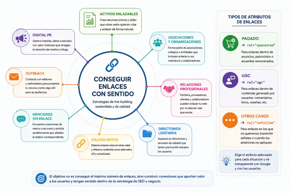 Estrategias para conseguir backlinks y tipos de atributos de enlaces en link building