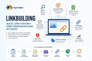 Guía visual de linkbuilding para evaluar backlinks de calidad, crear una estrategia de enlaces y evitar prácticas de riesgo